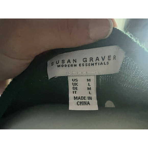 Susan Graver Green V Neck Tunic Sweater Button Back Knit Top Sz M - Picture 5 of 11